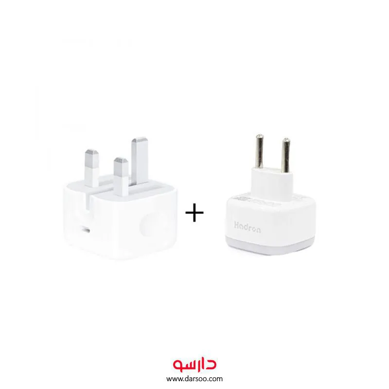 خرید شارژر اپل 20 وات ا Apple 20W Power Adapter به همراه مبدل هادرون  - 